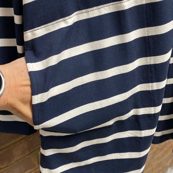 J.Jill Navy Stripe Long Sleeve Cardigan Size Medium NWOT - Picture 5 of 7